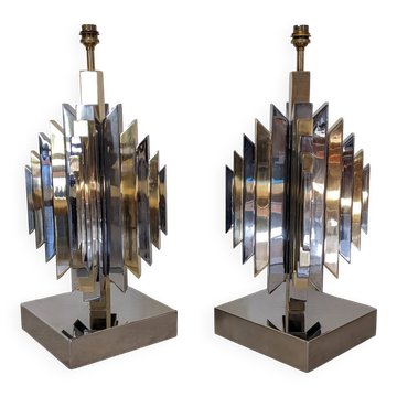 Pair of Cactus lamp bases by Les Ateliers La Boétie, France 1974