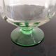 2 faceted champagne glasses with green feet, 1930s