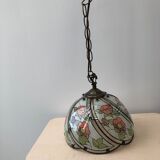 Glass pendant lamp, floral pattern