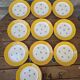Set of 10 dessert plates with yellow border and floral decoration Sarreguemines