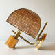 Pair of brass and canning wall lamps