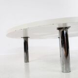 Table basse chromée et bois 1970