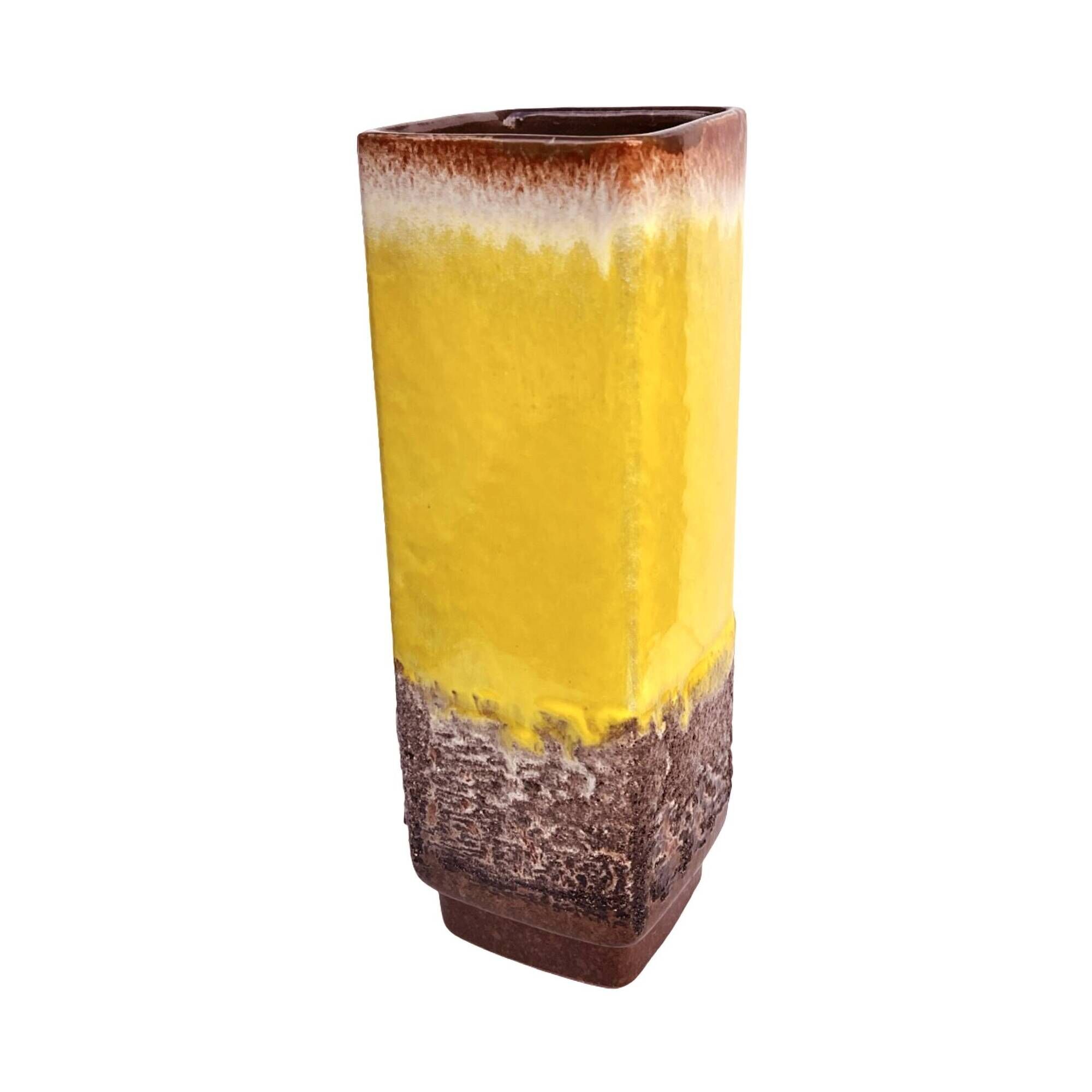 Strehla Vase 1224/24 – Germany, 1970s, fat lava, yellow glaze