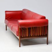 Johannes Andersen modern mid-century Danish canapé in rosewood and burgundy leather