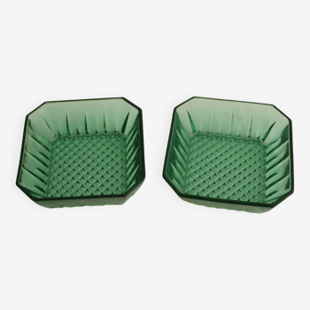 2 coupelles vintage Luminarc vert émeraude