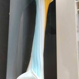 Antique large soliflore vase in venetian opaline glass, jack in the pulpit/murano. arum flower collar/triple multi-colored twisted overlay. high 40 cm