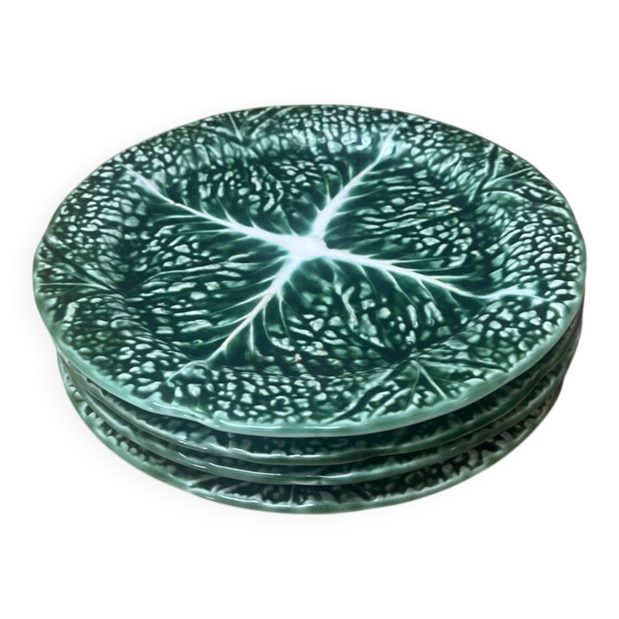 Vintage cabbage barbotine plates