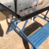 Glass and chrome metal dining table