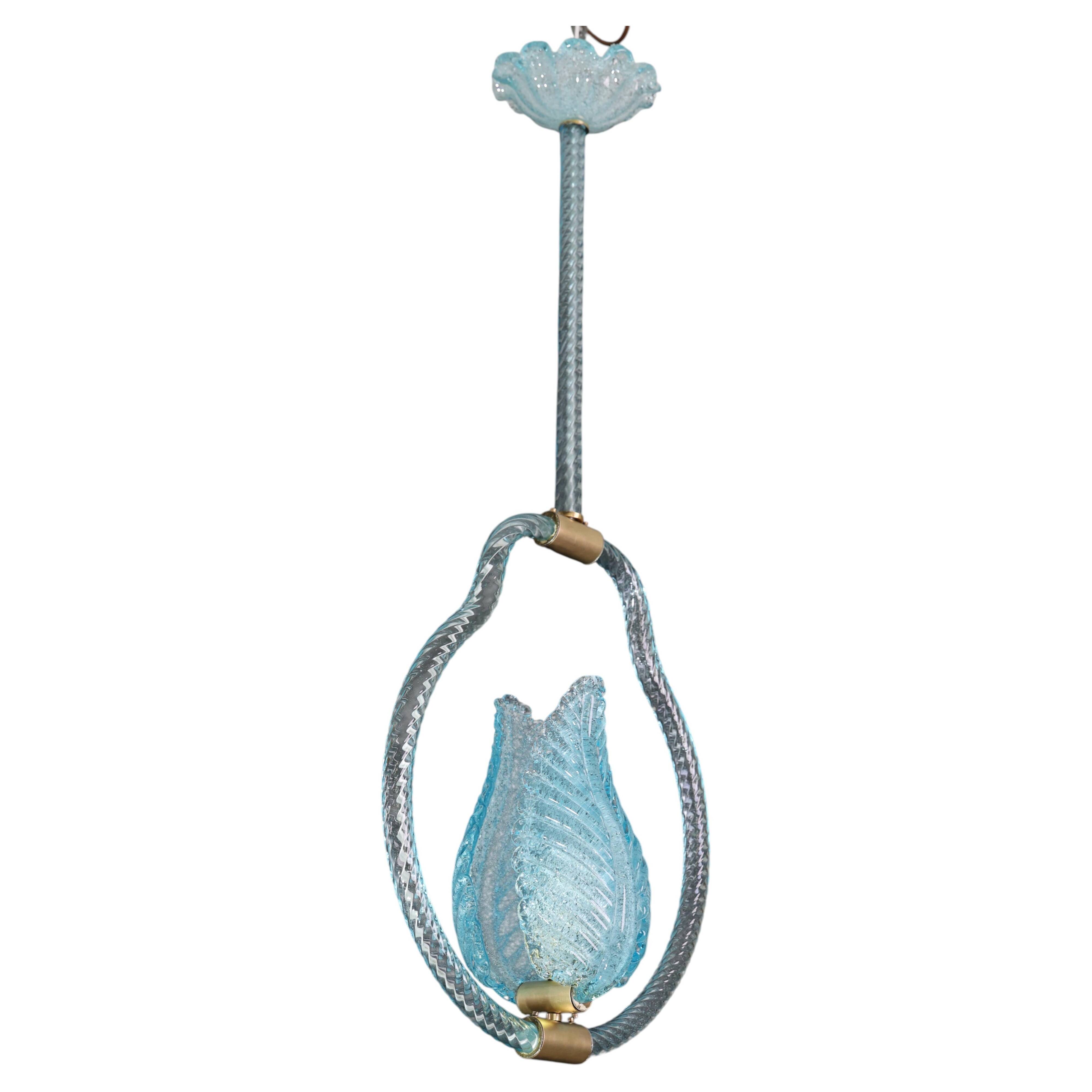 Light Blue Murano Glass Chandelier by Barovier e Toso, 1950s