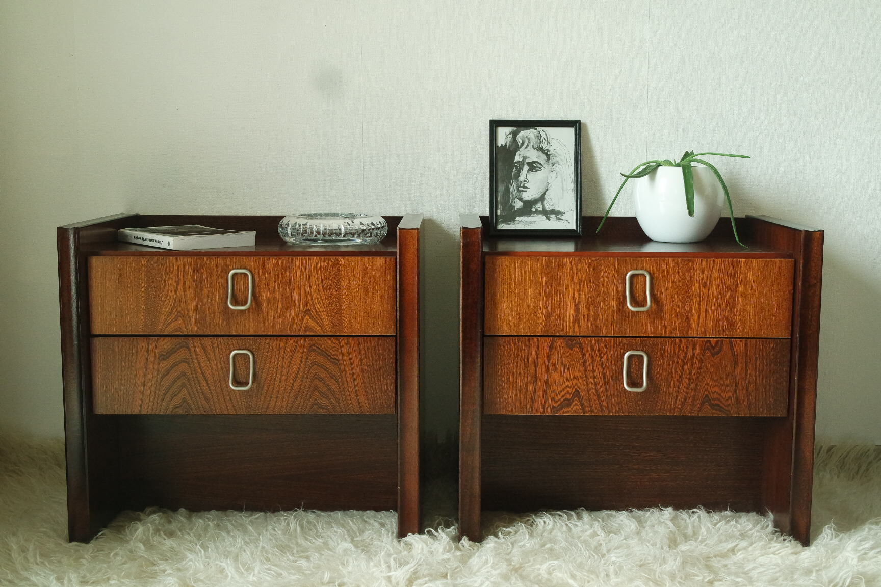 Pair of vintage vintage wood retro bedsides