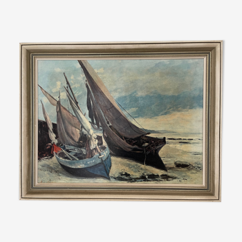 "Barques de pêche à Deauville par Gustave Courbet "x
