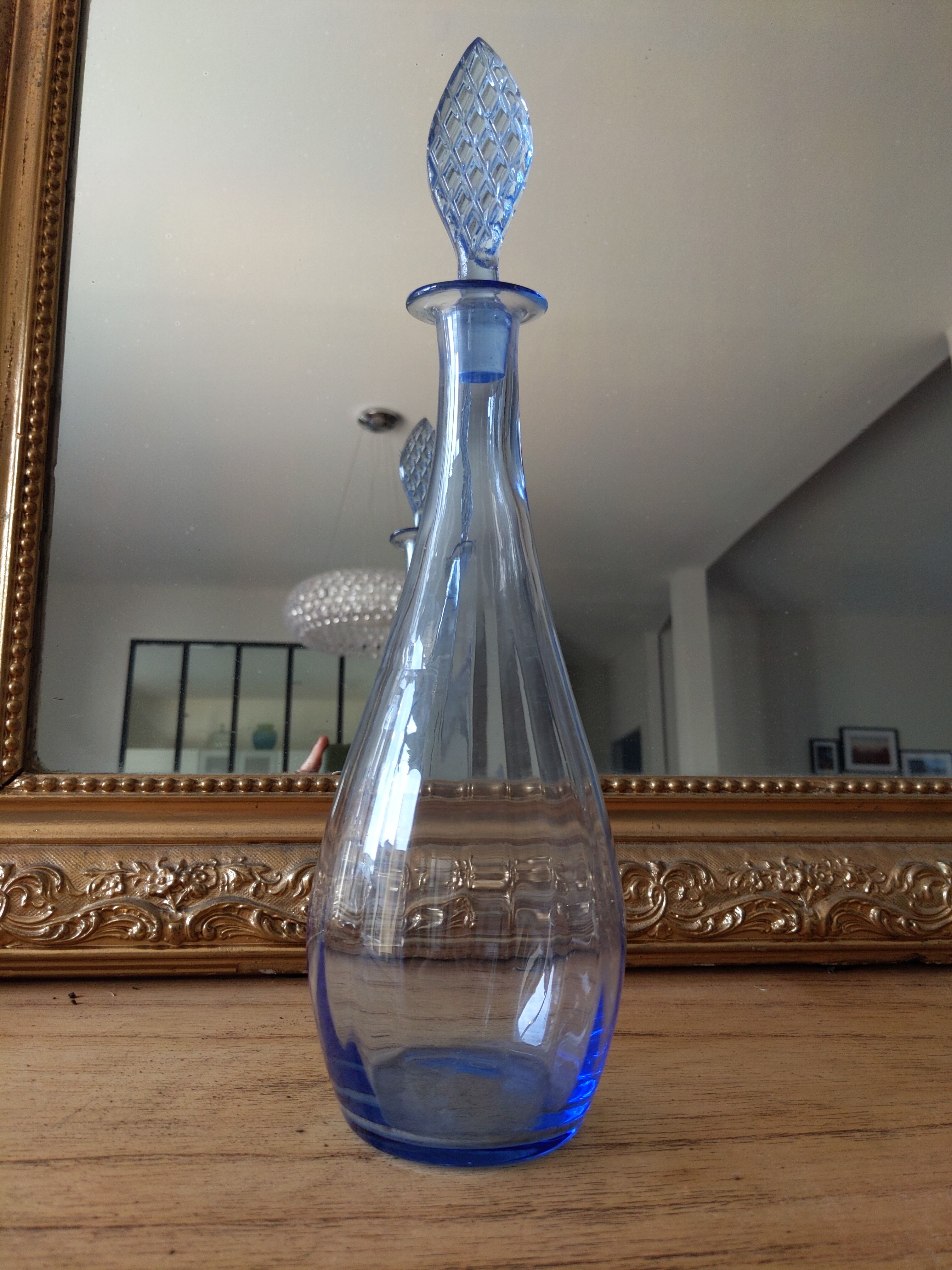 Decanter old vintage blue pitcher