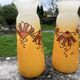 Pair of orange Legras Art Deco enameled glass vases