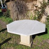 Octagonal travertine table