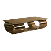 Glass and metal coffee table by Francois Monnet for Kappa Italia 70's