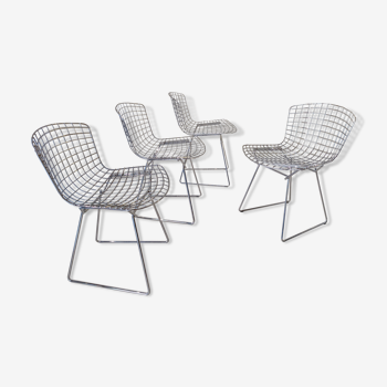 Lot de 4 chaises chromées de Harry Bertoia pour Knoll