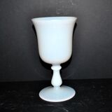 Ancient opaline white glass goblet with a soap bubble effect.