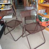 vintage perforated metal folding chair –