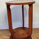 Blond wooden pedestal table in art deco style