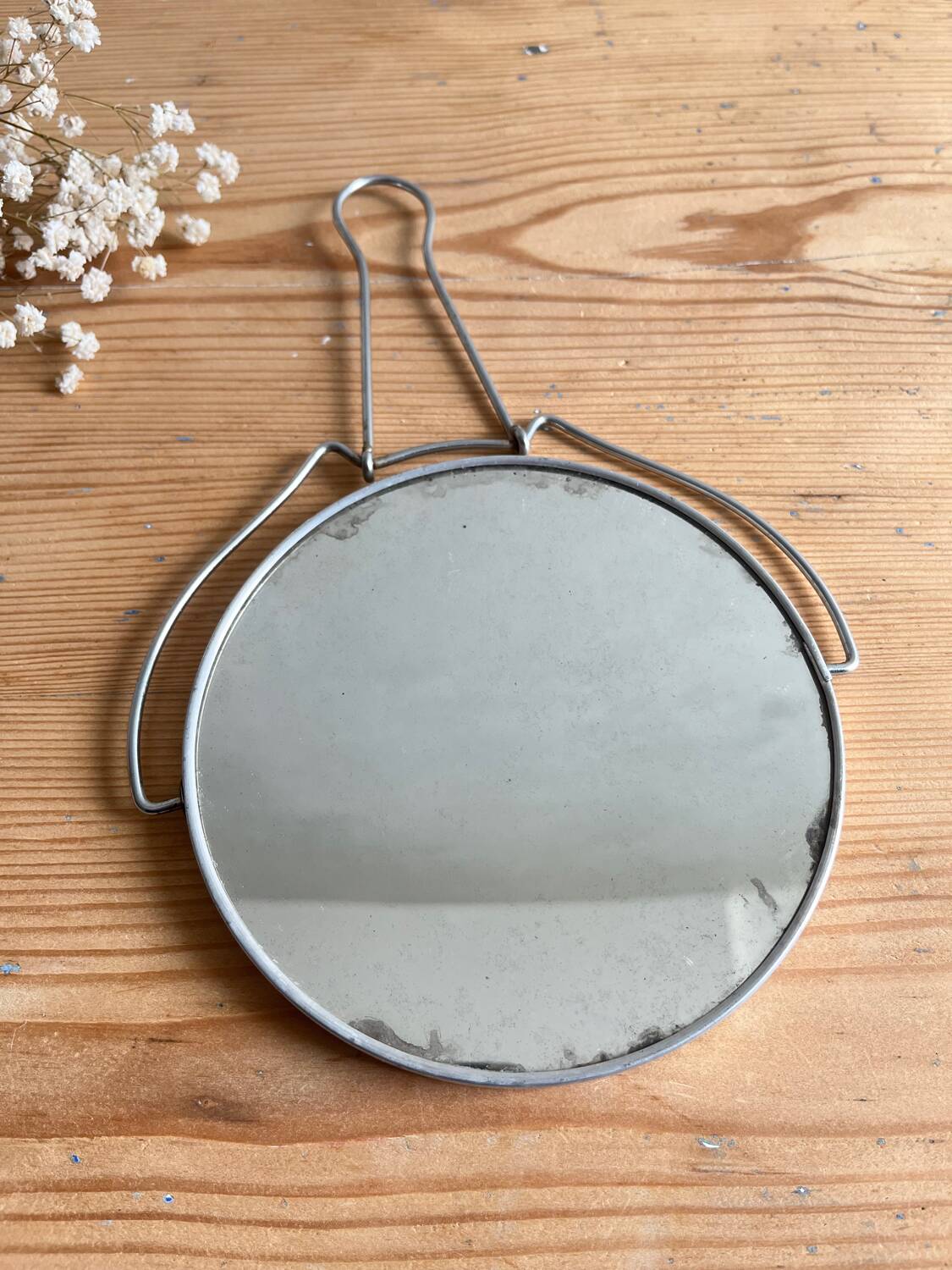 Vintage round barber mirror