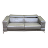 Canapé contemporain 3 places en cuir de buffle gris 200cm