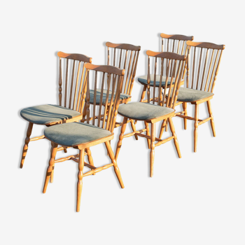 6 chaises Baumann en velours côtelé
