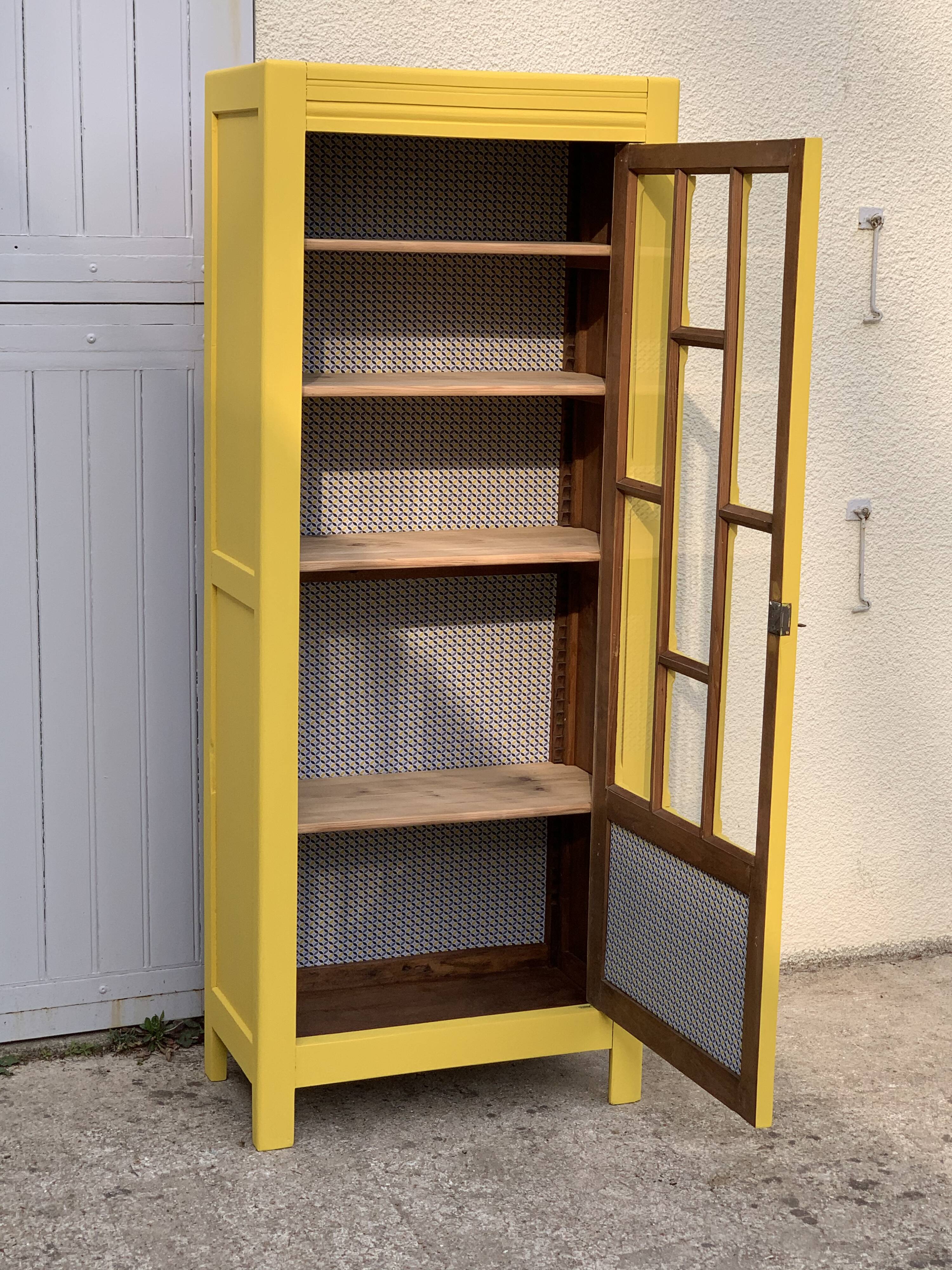 Glass-glazed Parisian wardrobe 1950