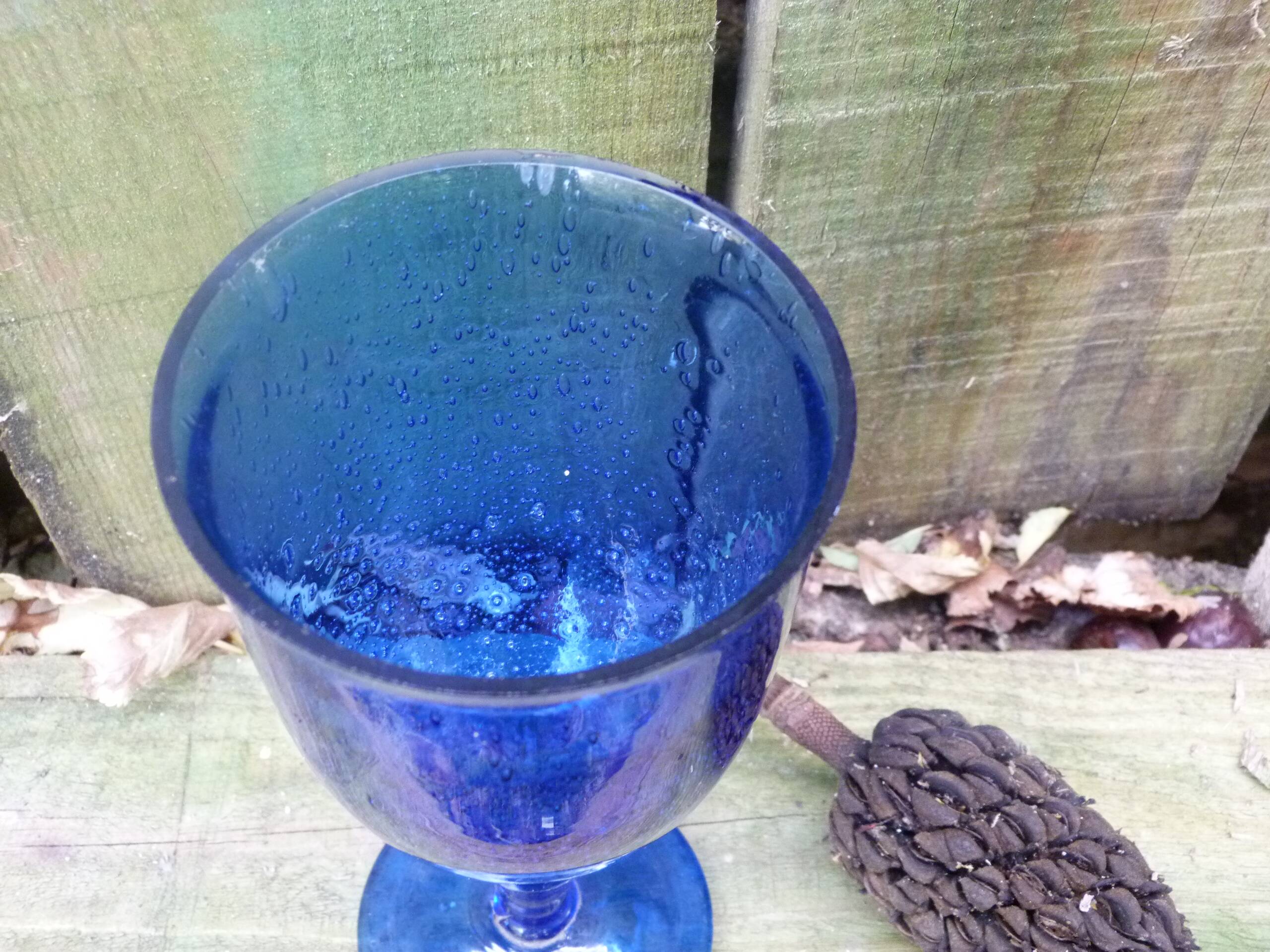 Vintage 1960 giant glass or bubbled glass tealight holder Biot blue