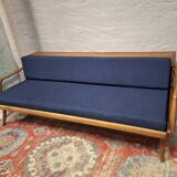 Danish teak convertible daybed sofa with backrest compartment, 1960s