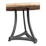 Industrial table with cast iron legs and teak top
