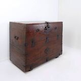 Asian wooden chest with decorative fittings