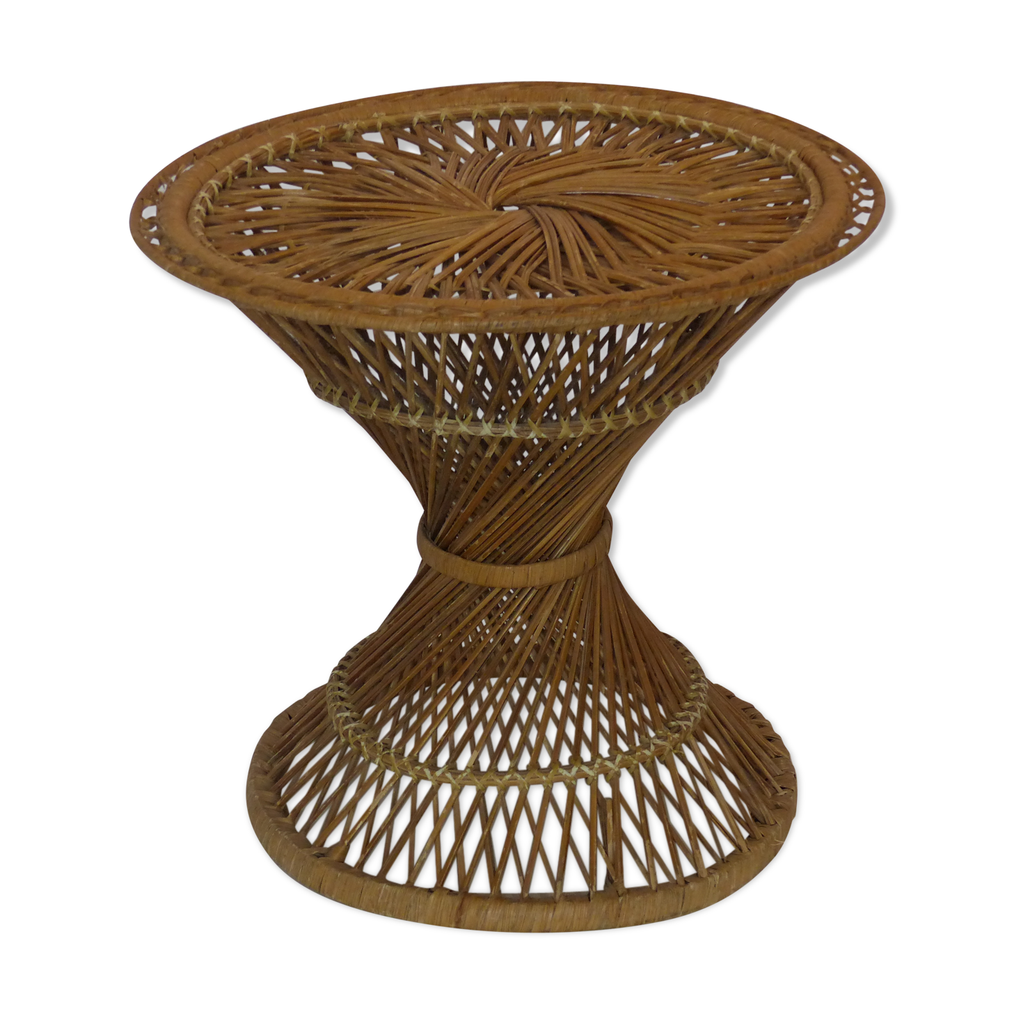 Rattan style diabolo vintage stool