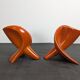 Pair of orange ceramic flower girls by Francis Lovas