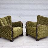 1950s, Danish relax chair, furniture velour, oak wood.