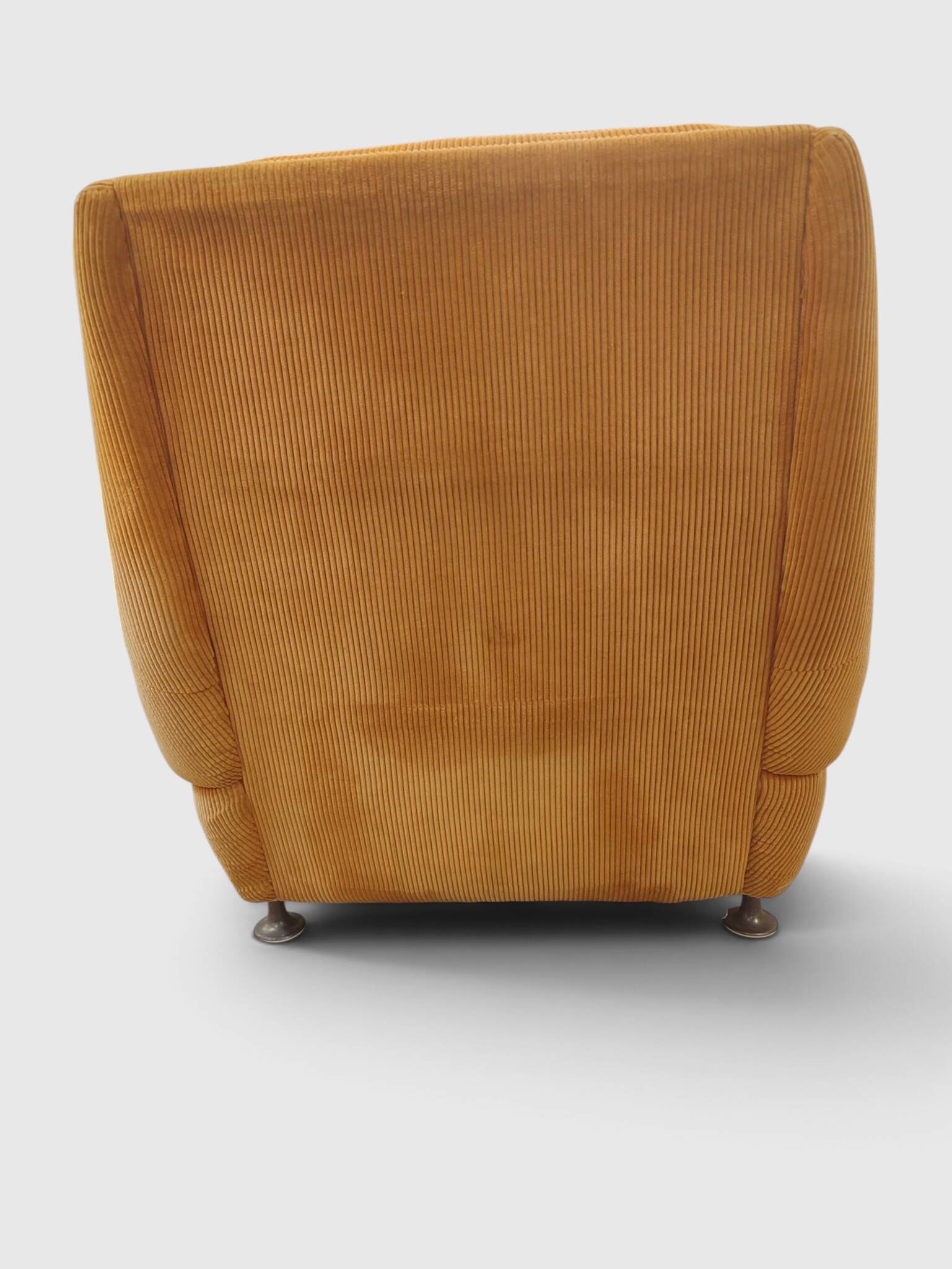 Fauteuil lounge velours côtelé "Gamba S.A. Paris" – Teinte Pêche / Abricot