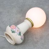 Mid-century Italian Floral Table Lamp in Ceramic and Opaline