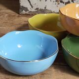 Six vintage multicolored ceramic bowls-cups