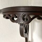 openwork dark wood wall corner shelf