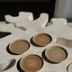 Set of 4 hand-painted Pornic stoneware plates D21