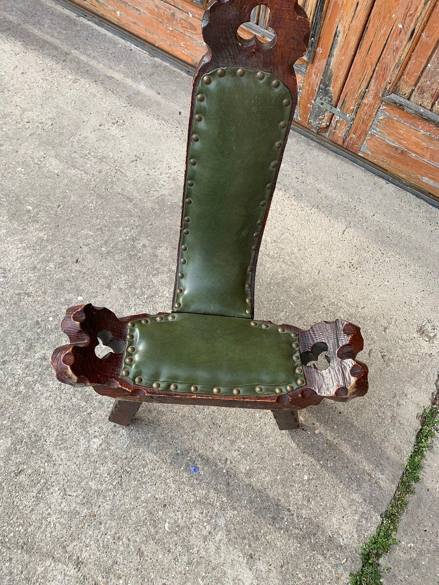 Spanish brutalist chair in wood, 1960s