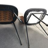 Pair of wooden tonneau chairs and vintage skai 1960
