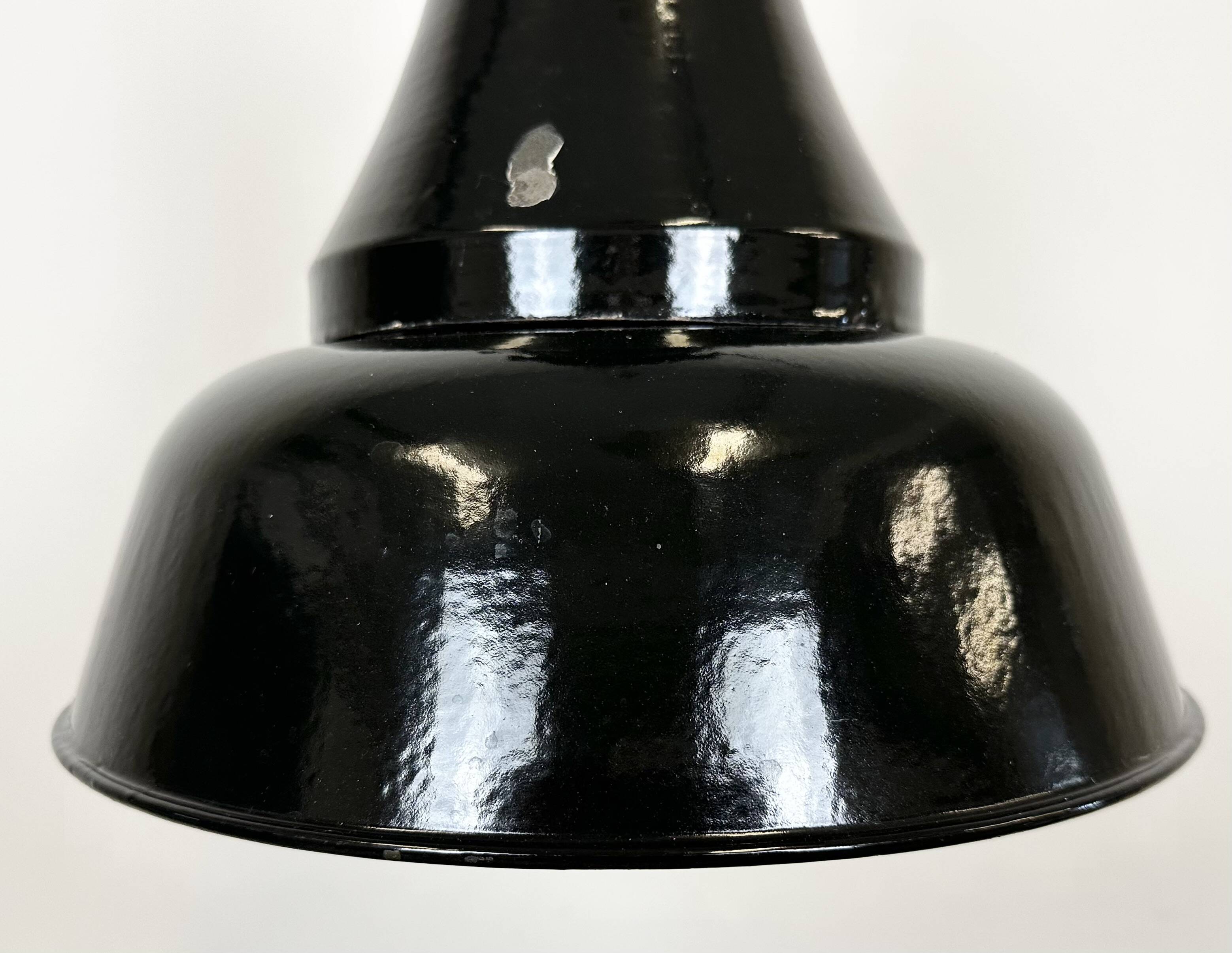 Industrial Black Enamel Bauhaus Pendant Lamp, 1930s