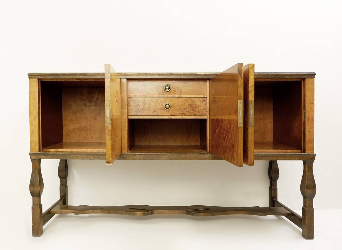 Buffet suédois en bouleau Art Déco Intarsia ,Carl Malmsten,Haga modèle 1930s