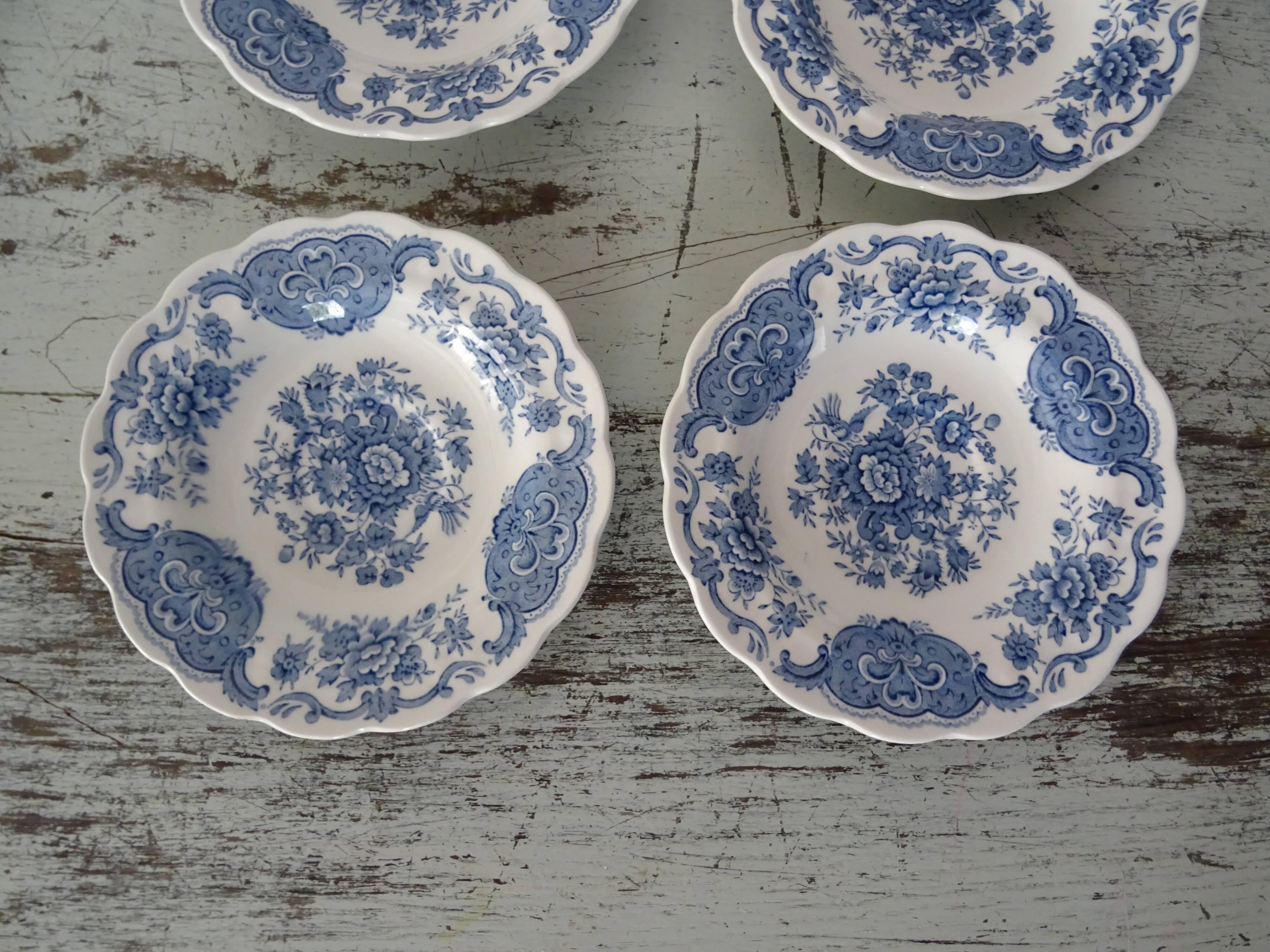 6 cups ridgway staffordshire windsor flowers blue