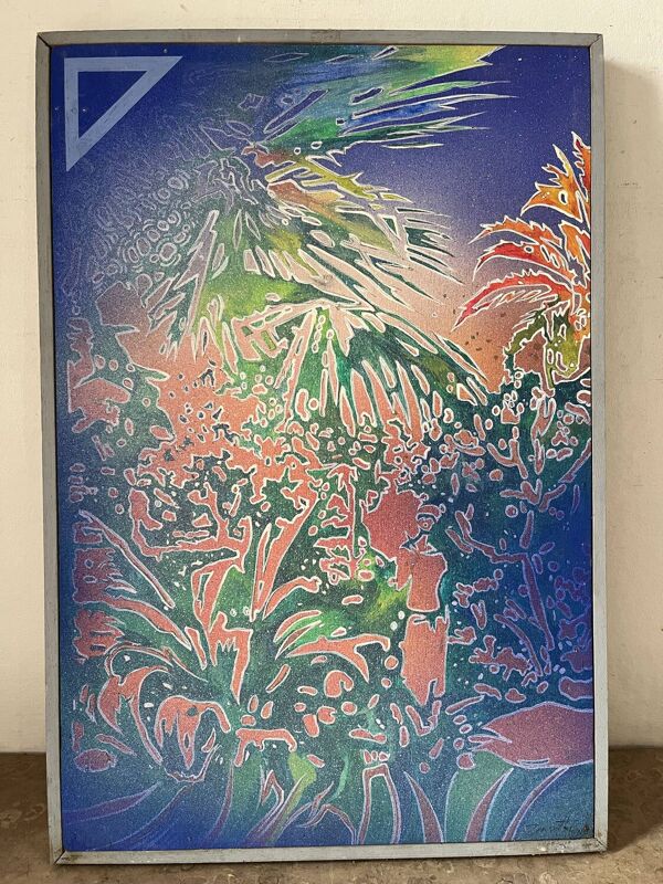 Feuillage, huile sur panneau de bois, signé Jean Noel Zanetti