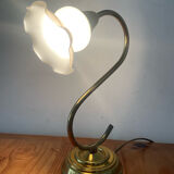 Vintage brass and opaline lamp