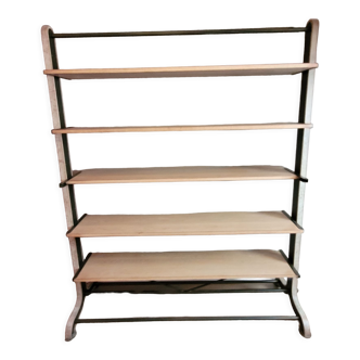 Industrial bookcase in oak and metal