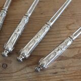 Armand Fresnais, 6 small silver metal spoons, Russian model