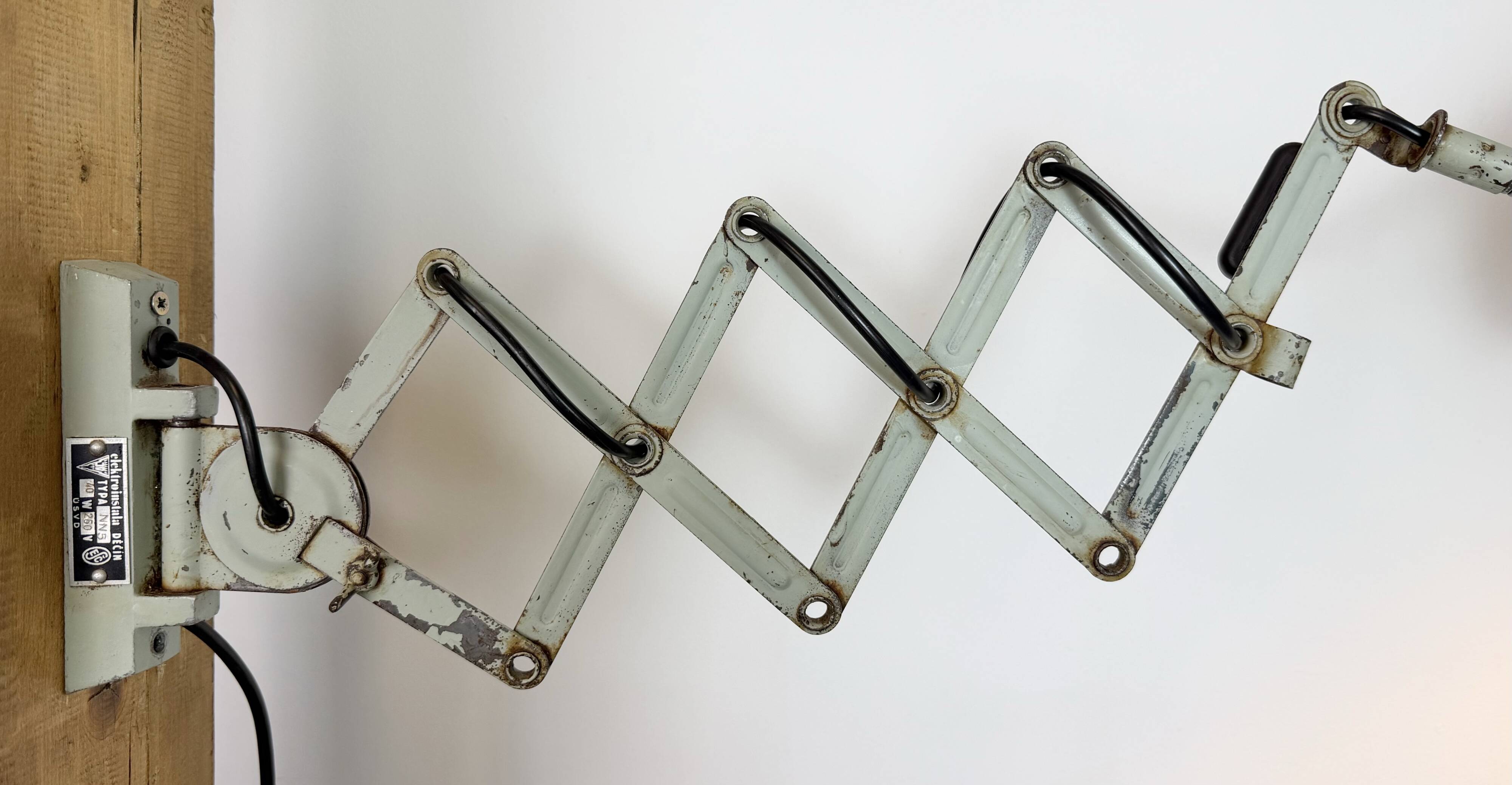 Green Industrial Scissor Wall Lamp from Elektroinstala, 1960s