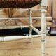 Banquette époque fin XIXe assise en paille colorée structure rechampie